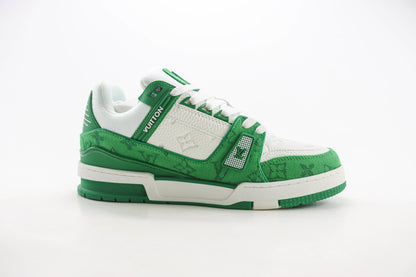 Louis Vuitton Trainer Green Monogram Denim White