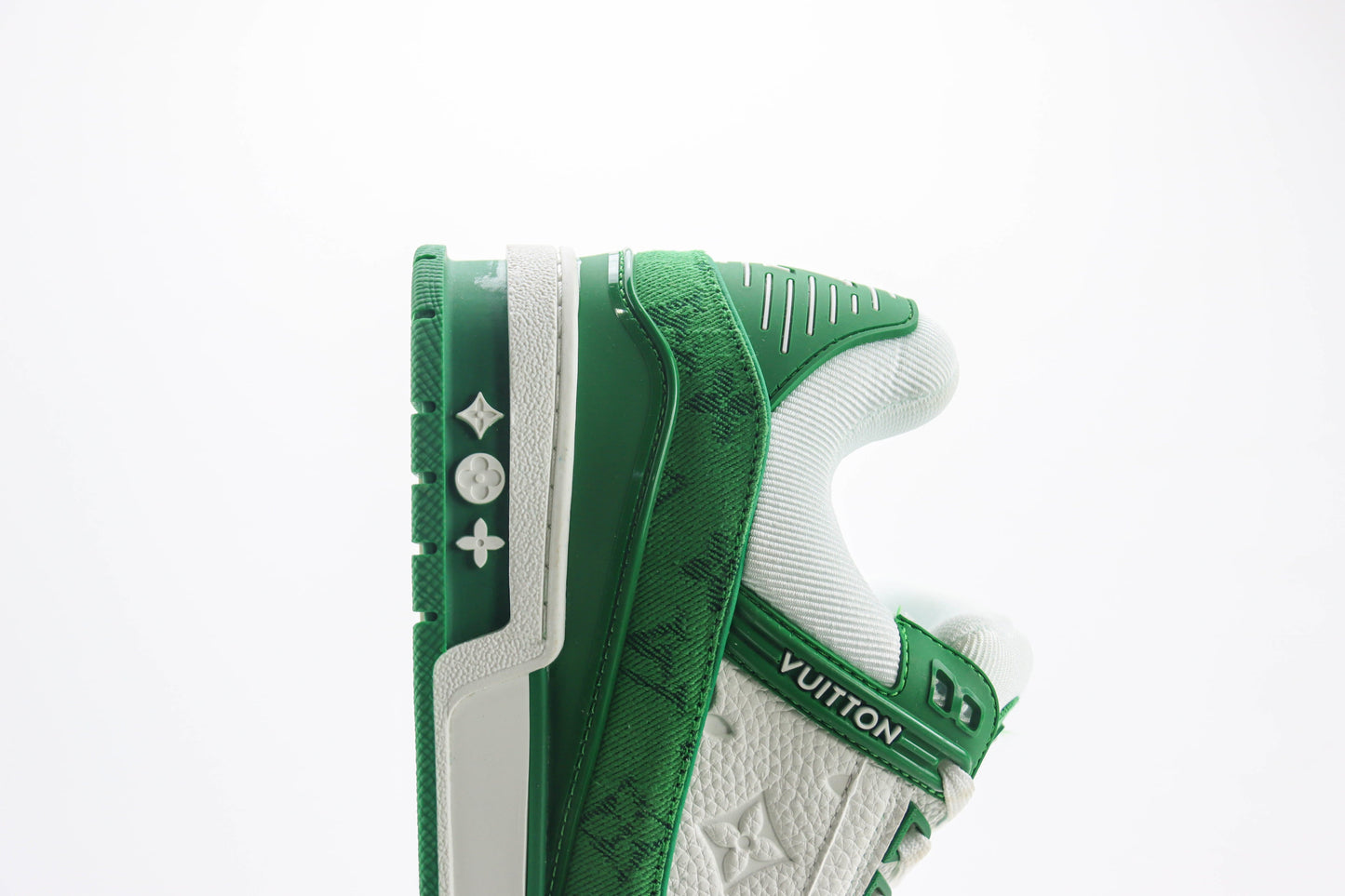 Louis Vuitton Trainer Green Monogram Denim White