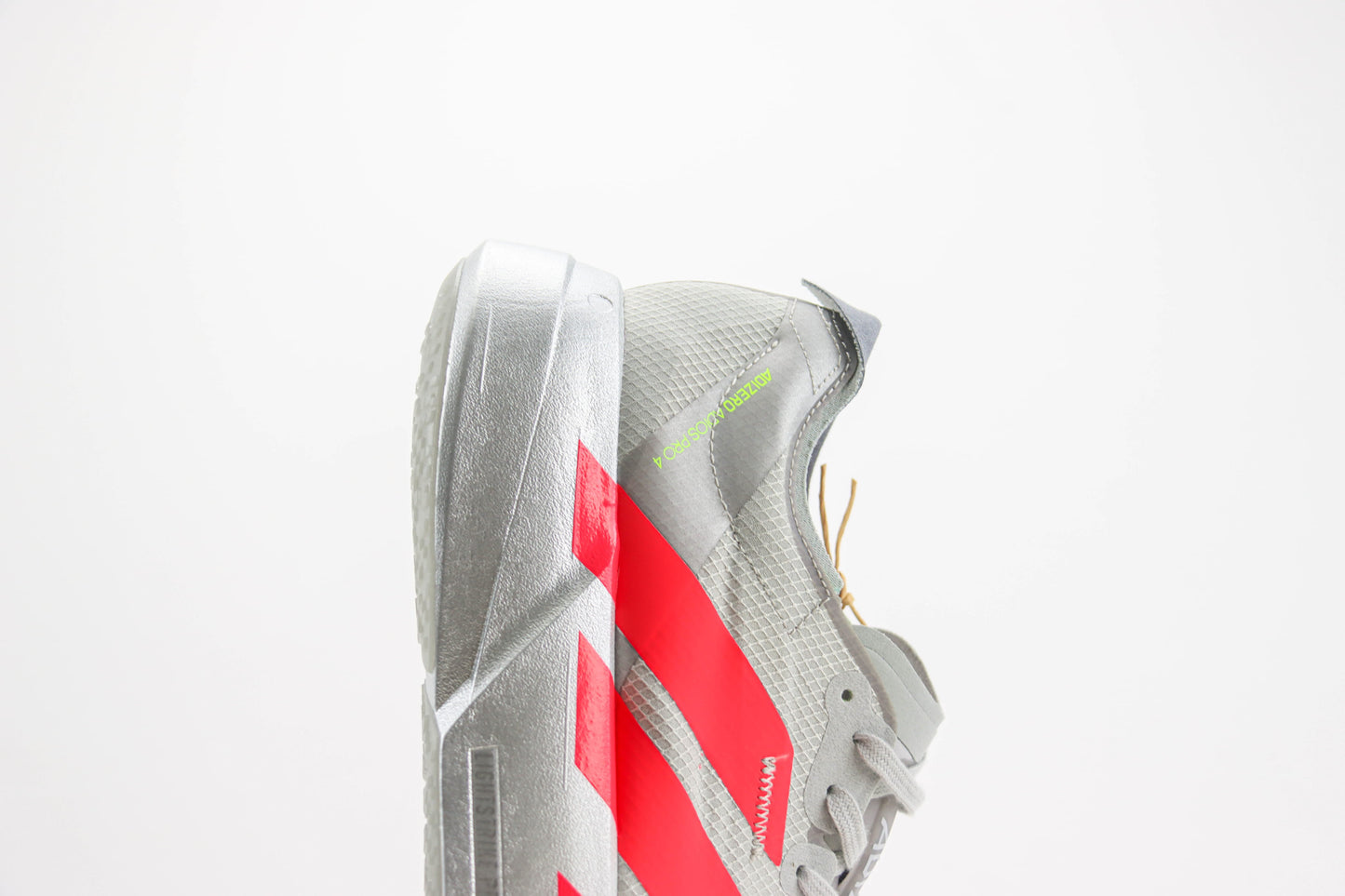 Adidas Adizero Adios Pro 4 Silver Metallic Lucid Red Grey Two