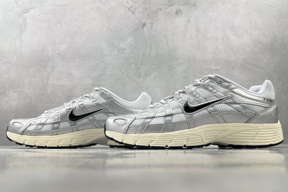 Nike P-6000 White Metallic Silver Flat Silver Black