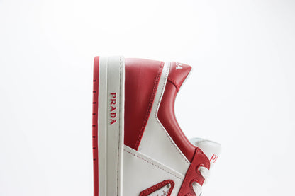 Prada Downtown Low Top Sneakers White Lacquer Red