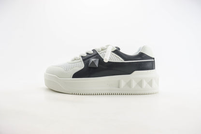 Valentino One Stud XL White Black Nappa Leather