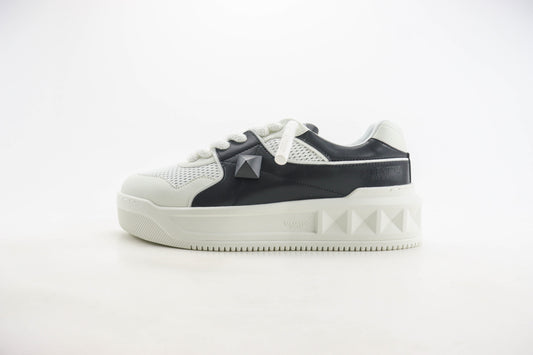 Valentino One Stud XL White Black Nappa Leather