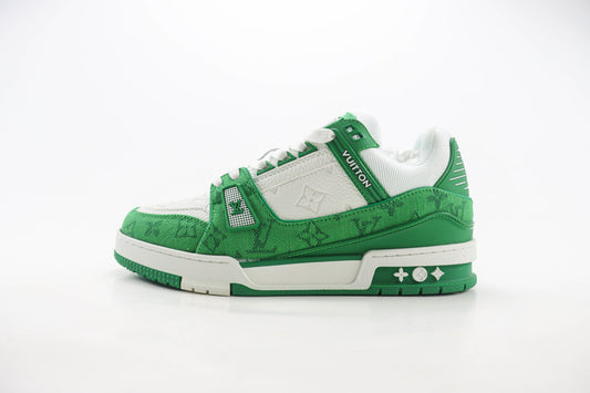 Louis Vuitton Trainer Green Monogram Denim White