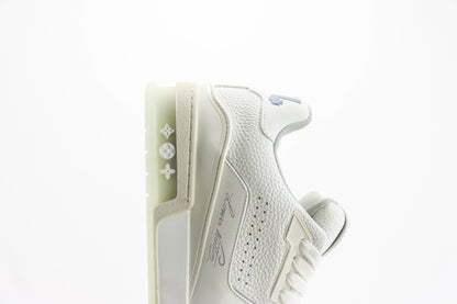 Louis Vuitton Trainer Cream White Grey Signature