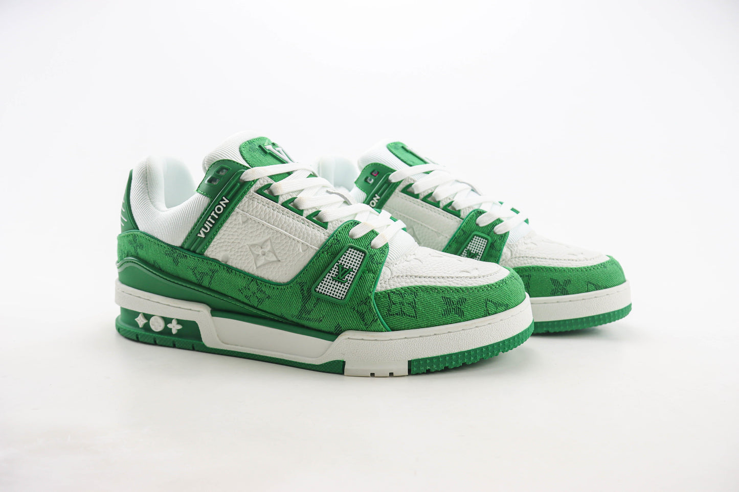 Louis Vuitton Trainer Green Monogram Denim White