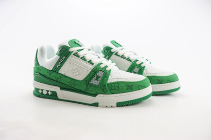 Louis Vuitton Trainer Green Monogram Denim White