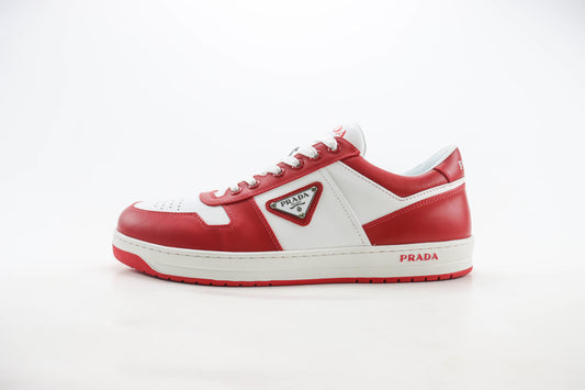 Prada Downtown Low Top Sneakers White Lacquer Red
