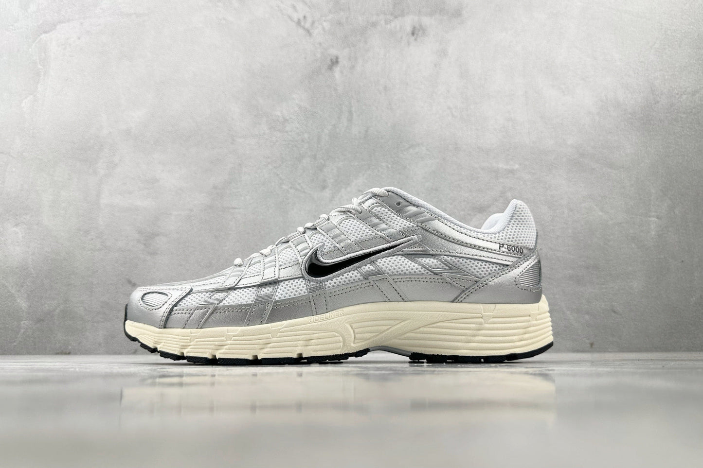 Nike P-6000 White Metallic Silver Flat Silver Black