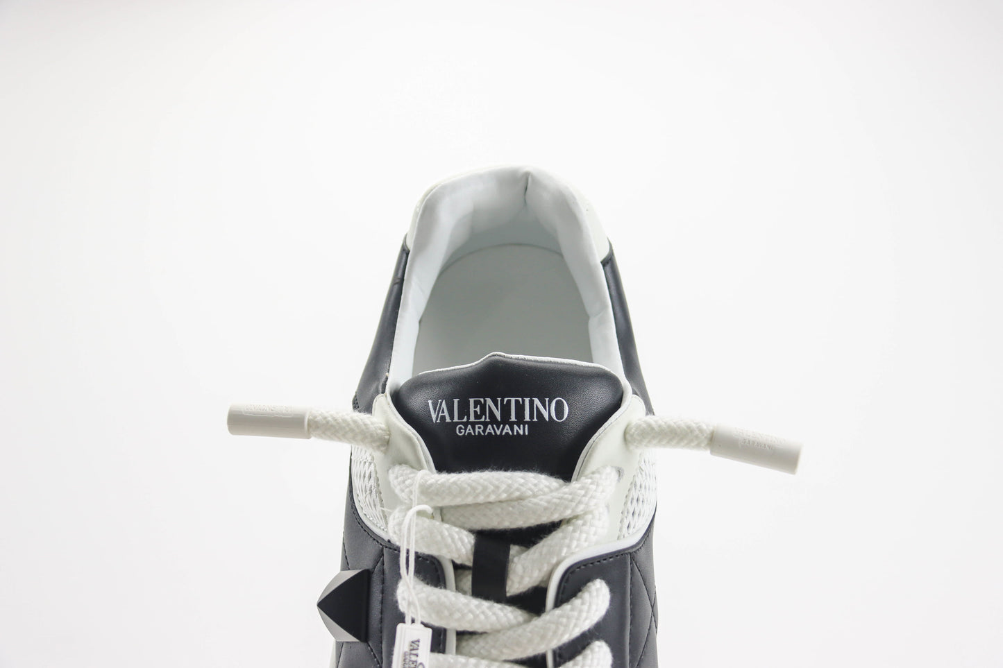 Valentino One Stud XL White Black Nappa Leather