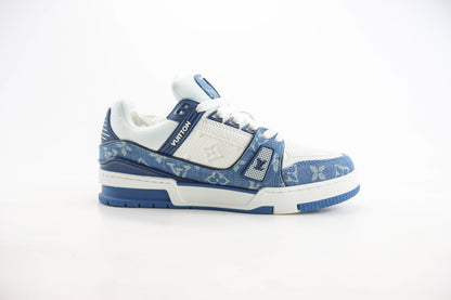 Louis Vuitton Trainer White with Blue Mesh Monogram