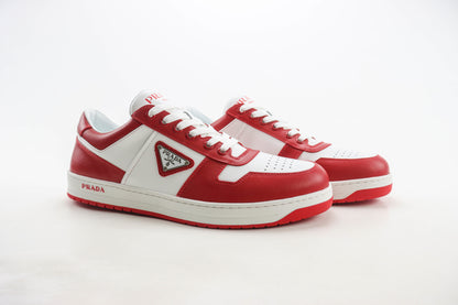 Prada Downtown Low Top Sneakers White Lacquer Red