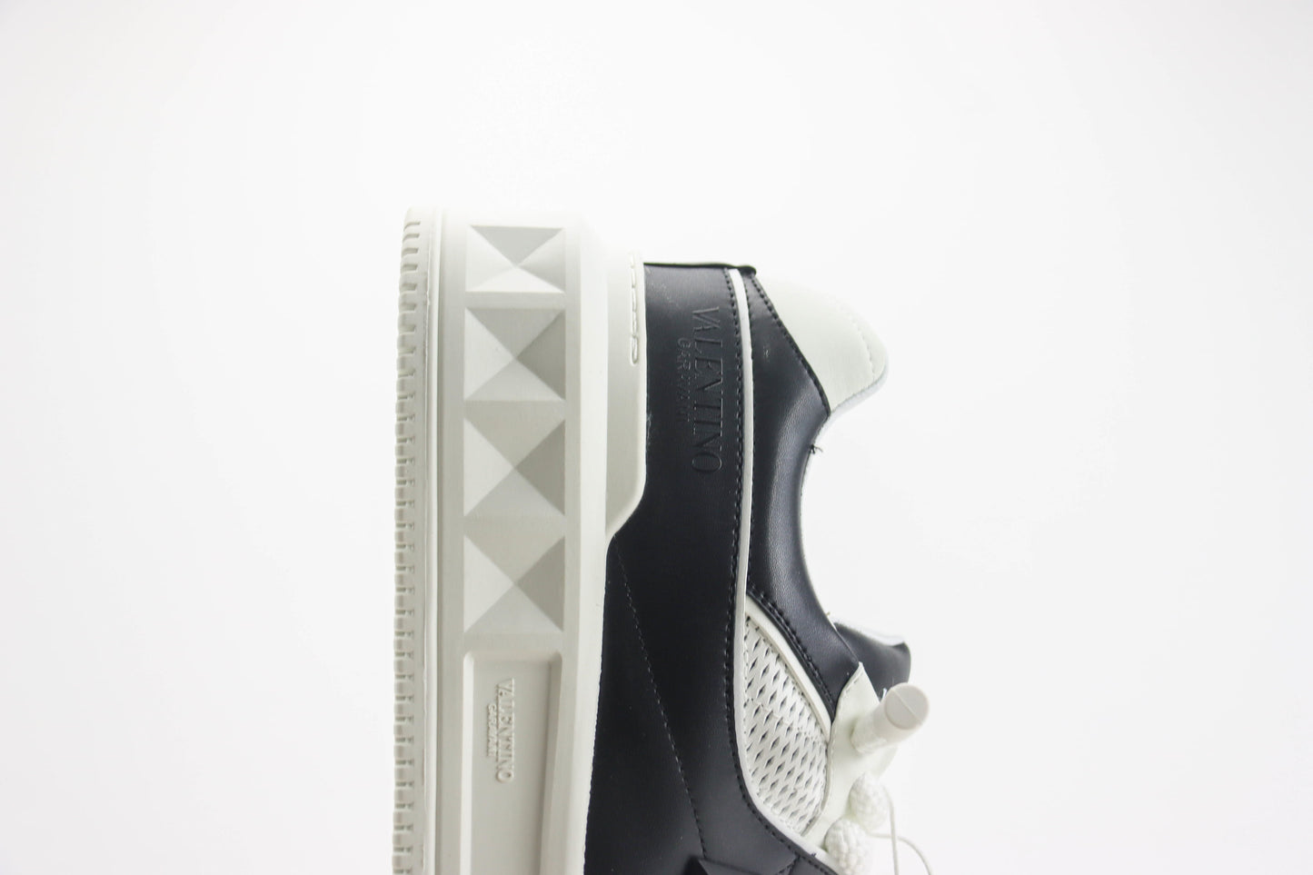 Valentino One Stud XL White Black Nappa Leather