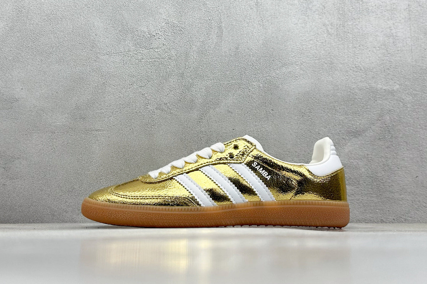 Adidas Samba OG Gold Metallic Cracked Leather