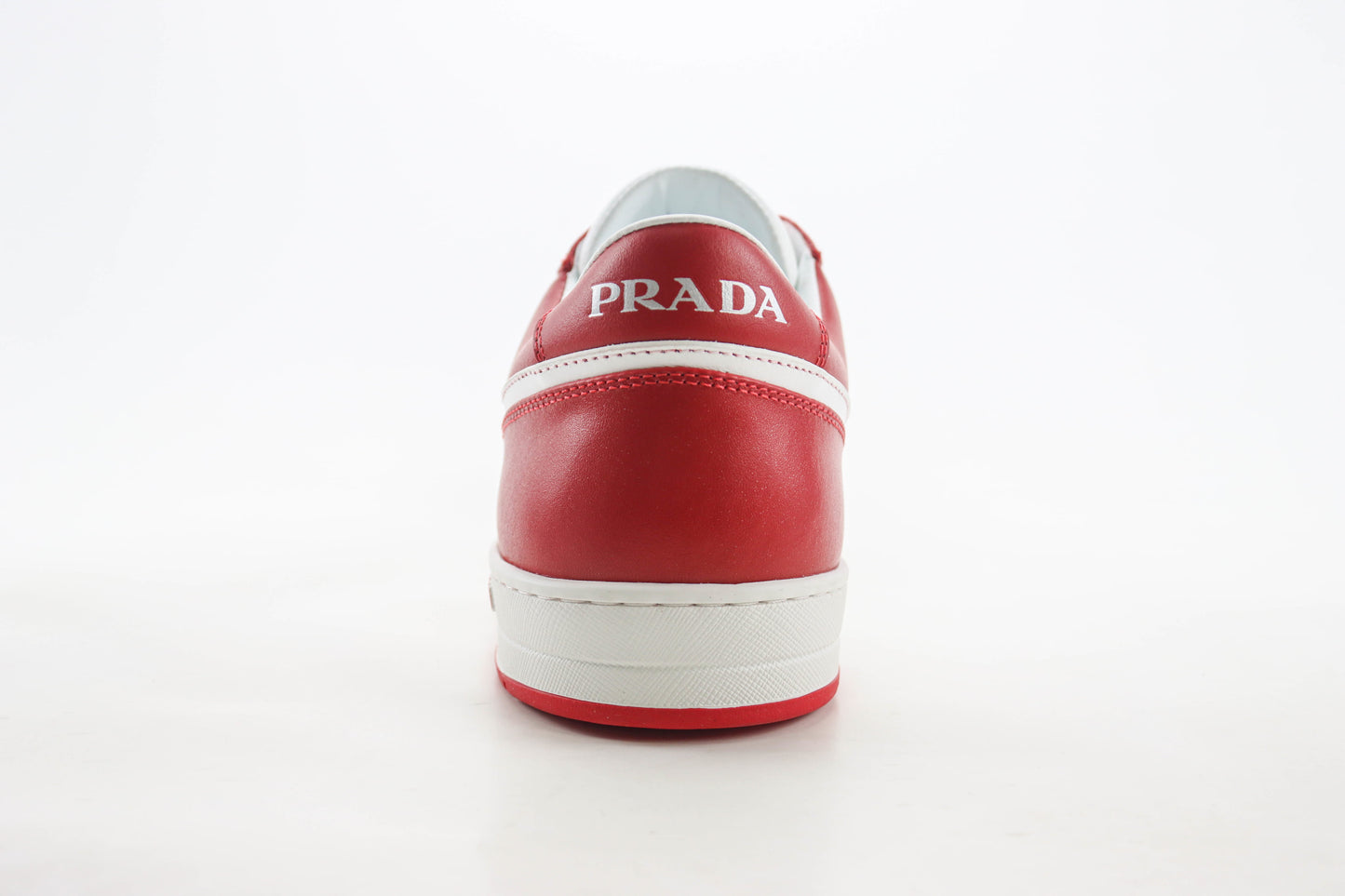Prada Downtown Low Top Sneakers White Lacquer Red