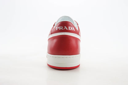 Prada Downtown Low Top Sneakers White Lacquer Red