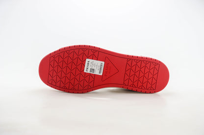 Prada Downtown Low Top Sneakers White Lacquer Red