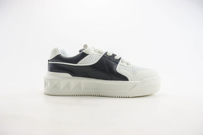 Valentino One Stud XL White Black Nappa Leather