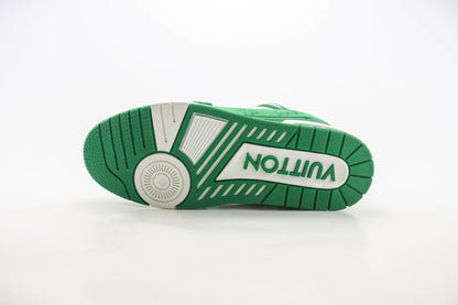 Louis Vuitton Trainer Green Monogram Denim White
