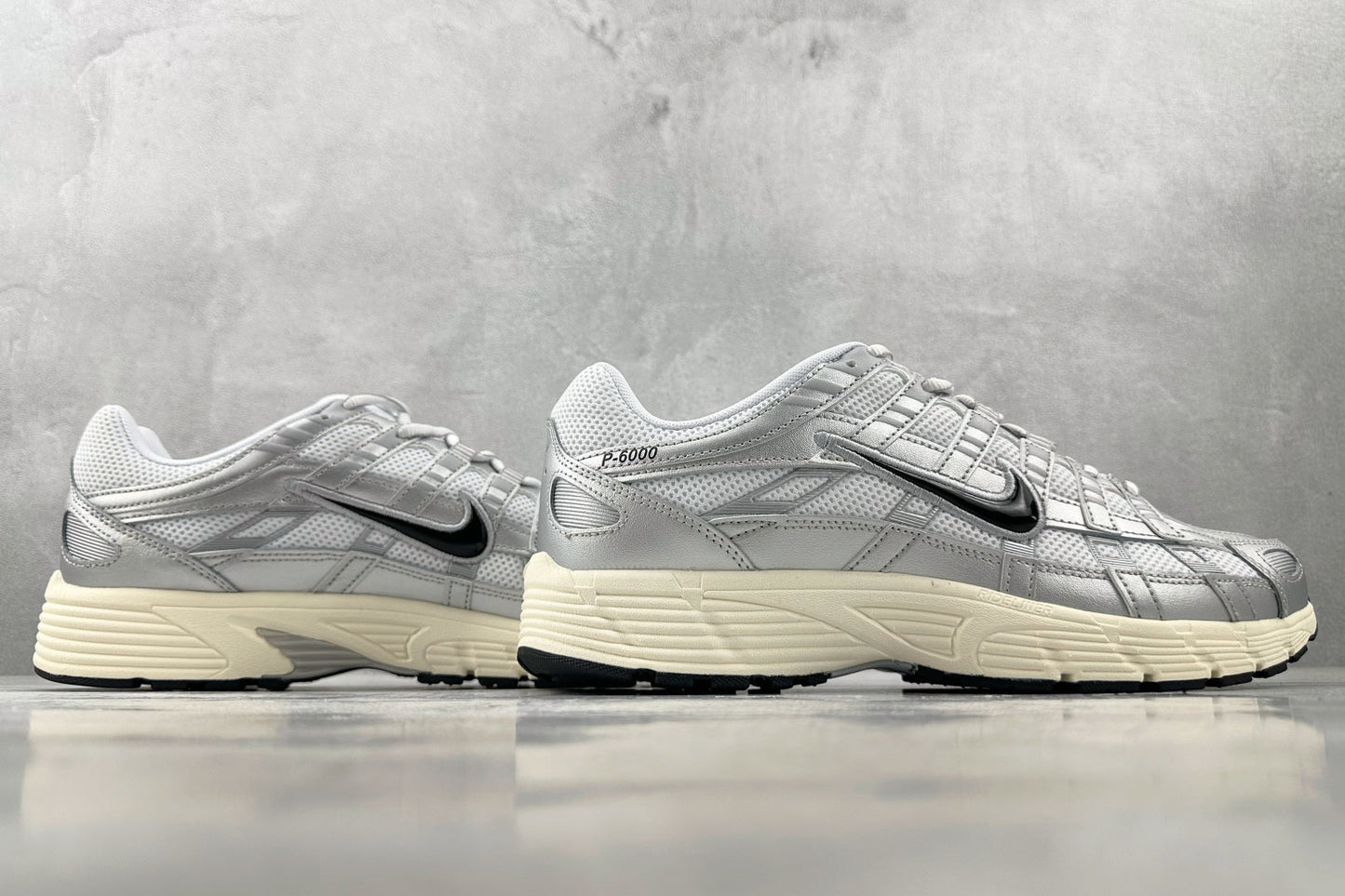 Nike P-6000 White Metallic Silver Flat Silver Black