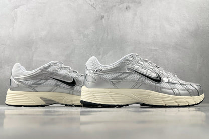 Nike P-6000 White Metallic Silver Flat Silver Black