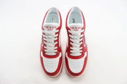 Prada Downtown Low Top Sneakers White Lacquer Red