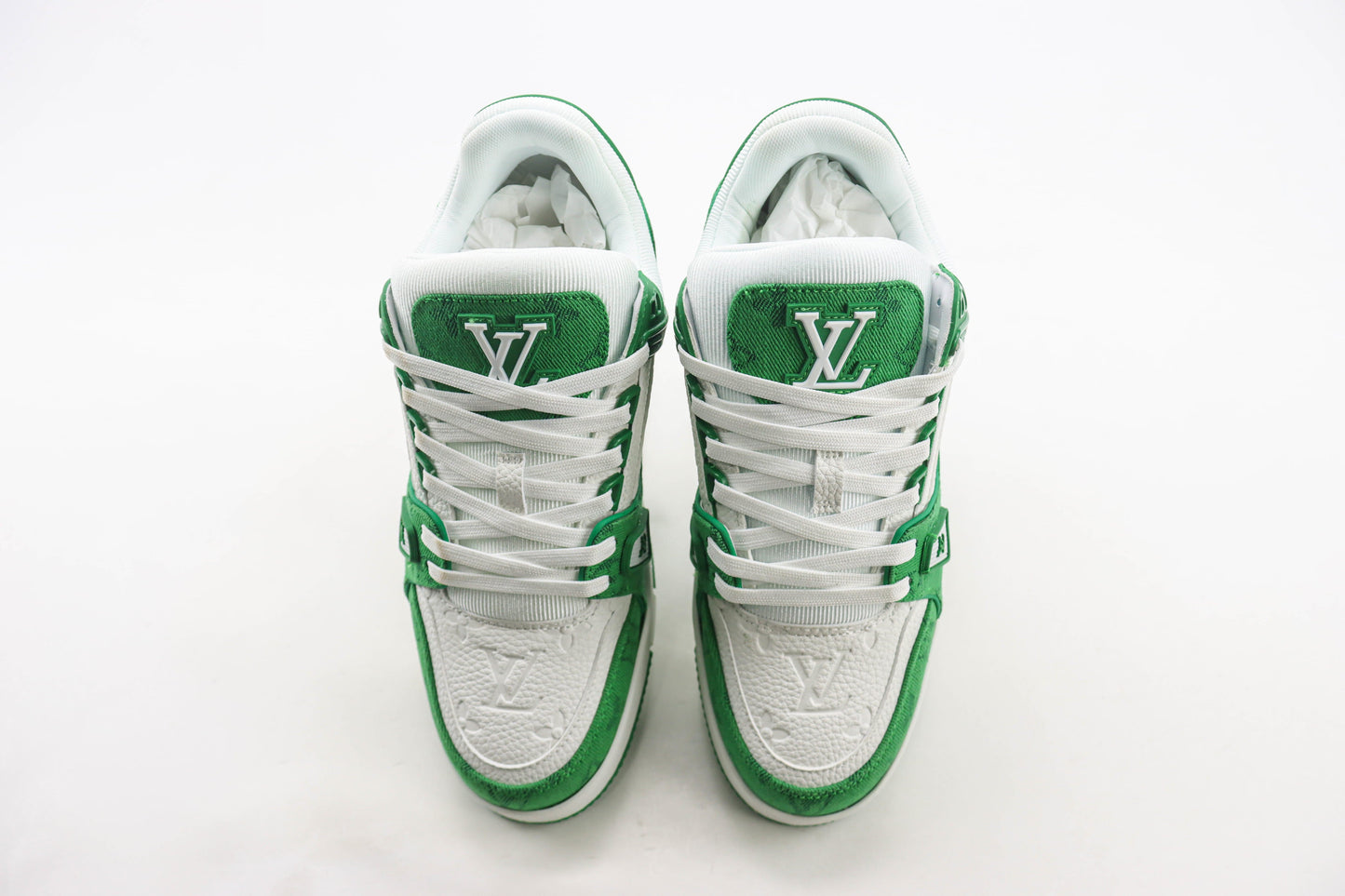 Louis Vuitton Trainer Green Monogram Denim White