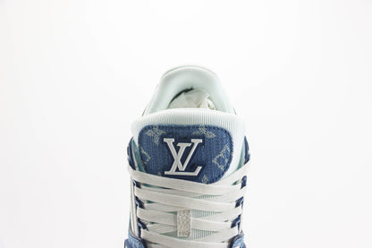 Louis Vuitton Trainer White with Blue Mesh Monogram