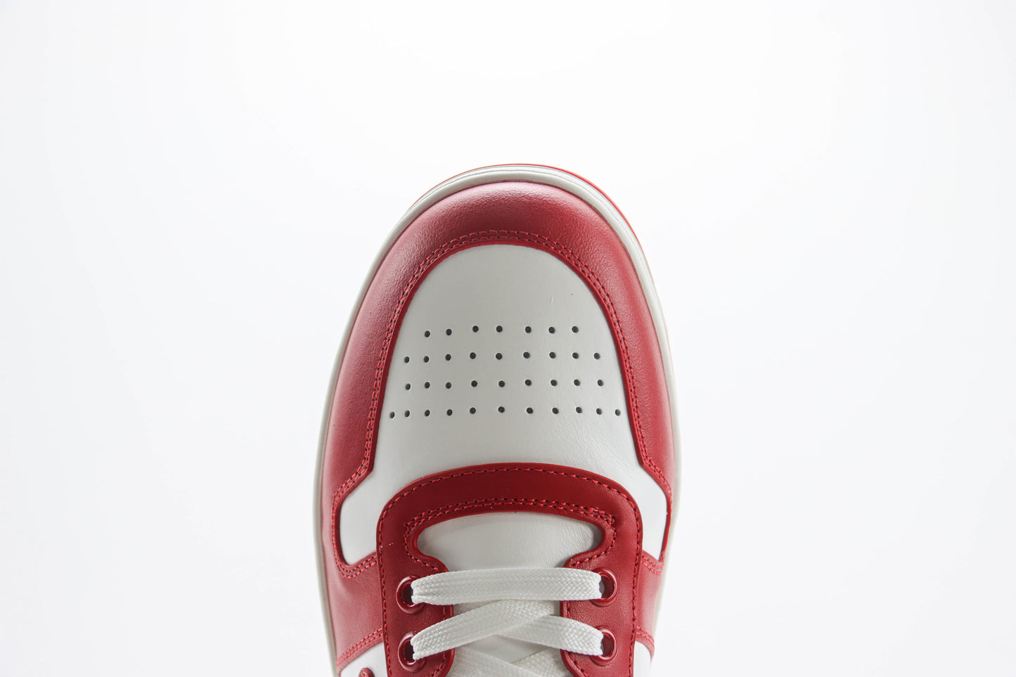 Prada Downtown Low Top Sneakers White Lacquer Red